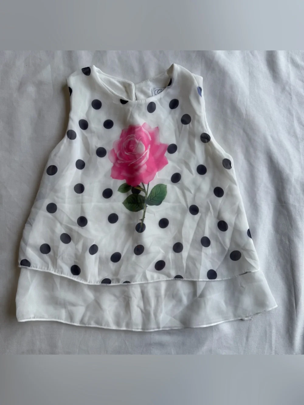 Pink Toddler Jeans and White Polka Dot Rose Tank Set